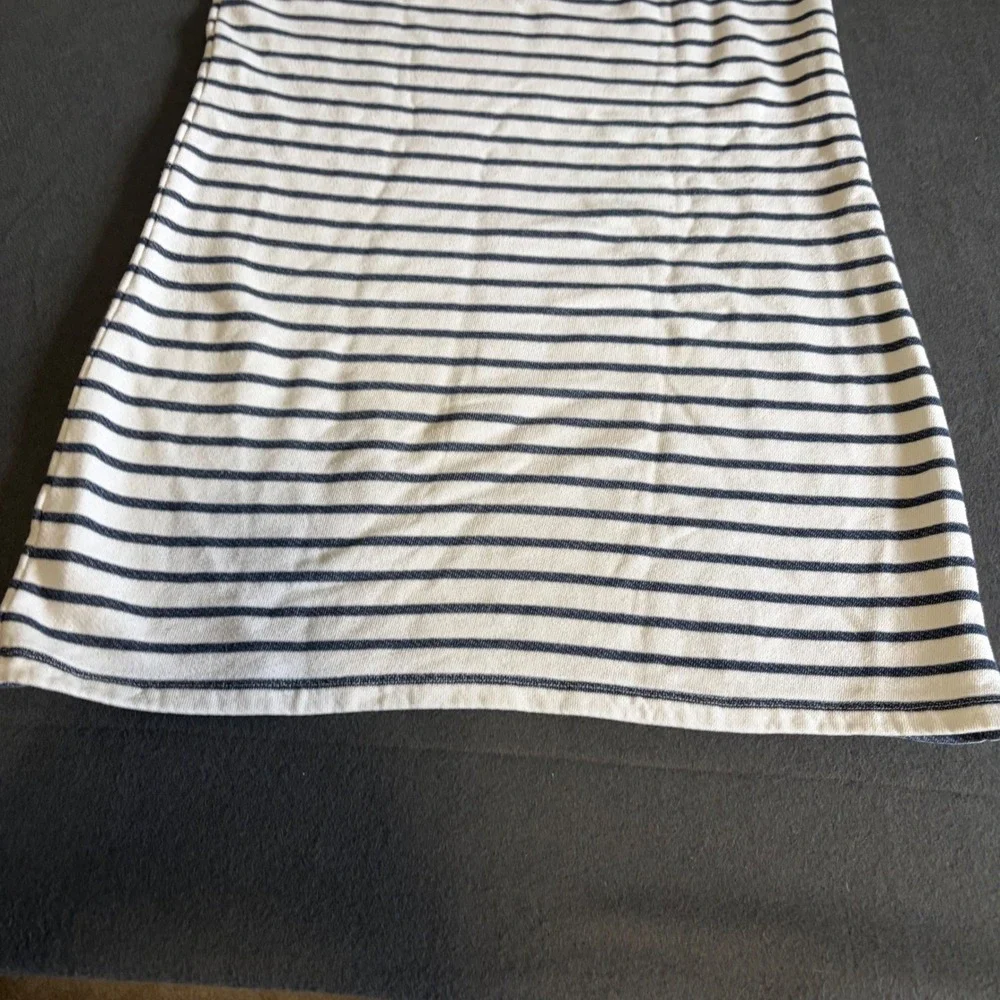 J. Crew Striped T-Shirt Dress Womens M White Navy Blue Prep Boat Core Classic